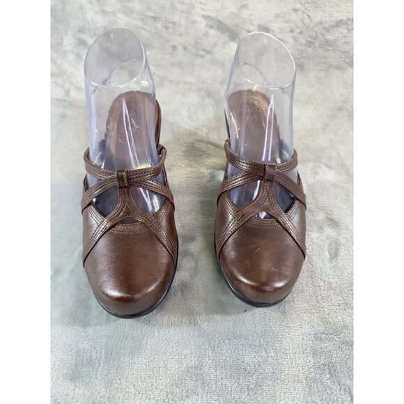 Clarks womens shoes size 7M brown leather strappy mules - Picture 8 of 16